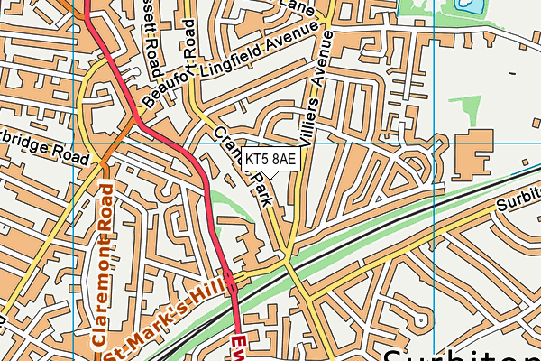 KT5 8AE map - OS VectorMap District (Ordnance Survey)