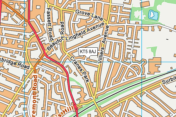 KT5 8AJ map - OS VectorMap District (Ordnance Survey)