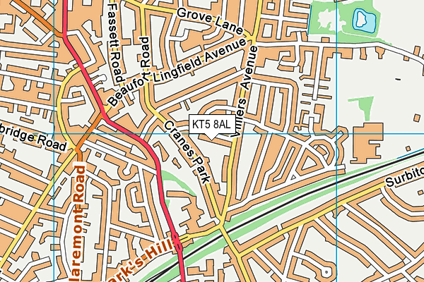KT5 8AL map - OS VectorMap District (Ordnance Survey)