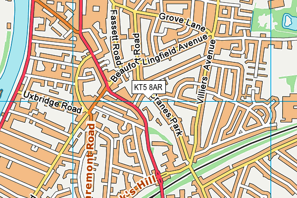 KT5 8AR map - OS VectorMap District (Ordnance Survey)