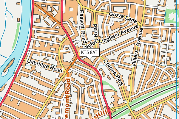 KT5 8AT map - OS VectorMap District (Ordnance Survey)