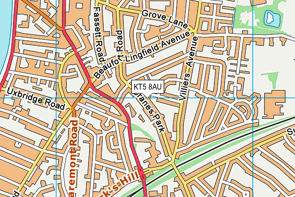 KT5 8AU map - OS VectorMap District (Ordnance Survey)