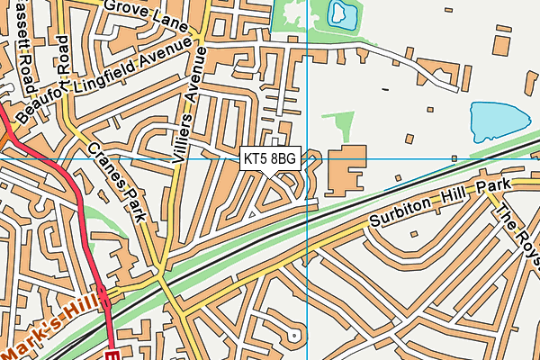 KT5 8BG map - OS VectorMap District (Ordnance Survey)