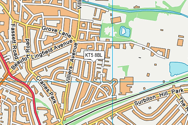 KT5 8BL map - OS VectorMap District (Ordnance Survey)