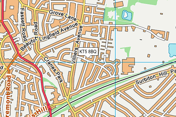 KT5 8BQ map - OS VectorMap District (Ordnance Survey)