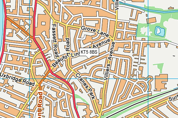 KT5 8BS map - OS VectorMap District (Ordnance Survey)