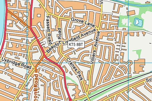 KT5 8BT map - OS VectorMap District (Ordnance Survey)