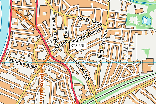 KT5 8BU map - OS VectorMap District (Ordnance Survey)