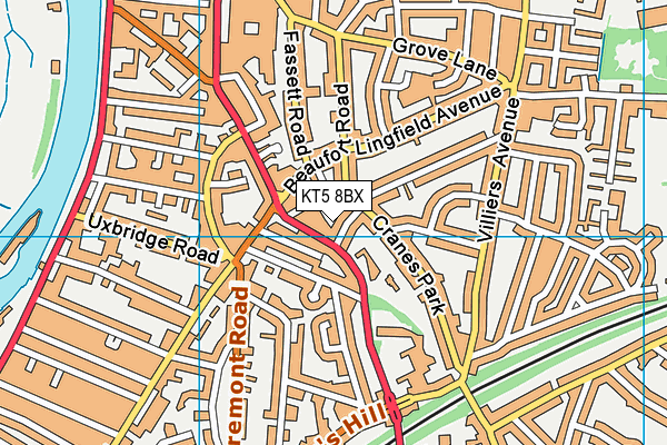 KT5 8BX map - OS VectorMap District (Ordnance Survey)