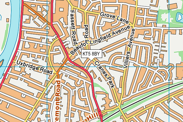 KT5 8BY map - OS VectorMap District (Ordnance Survey)
