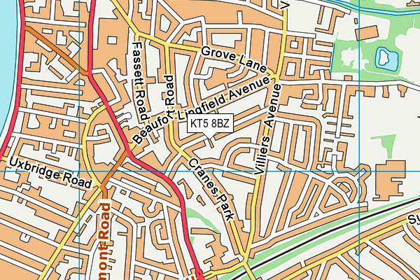 KT5 8BZ map - OS VectorMap District (Ordnance Survey)
