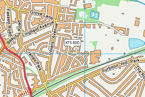 KT5 8DD map - OS VectorMap District (Ordnance Survey)