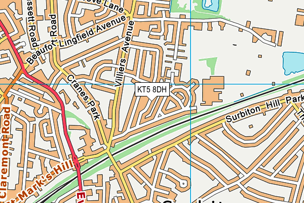 KT5 8DH map - OS VectorMap District (Ordnance Survey)