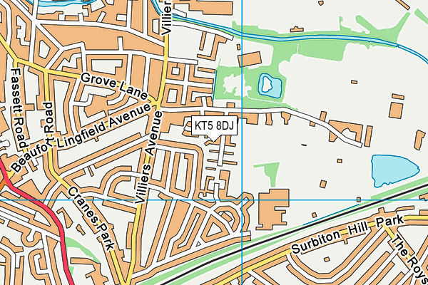 KT5 8DJ map - OS VectorMap District (Ordnance Survey)