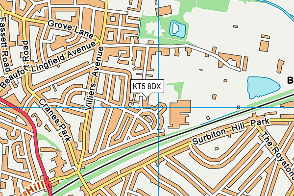 KT5 8DX map - OS VectorMap District (Ordnance Survey)