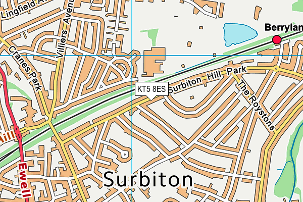 KT5 8ES map - OS VectorMap District (Ordnance Survey)