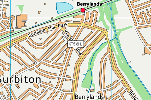 KT5 8HJ map - OS VectorMap District (Ordnance Survey)