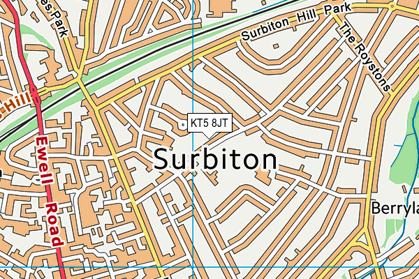 Surbiton Racket & Fitness Club map (KT5 8JT) - OS VectorMap District (Ordnance Survey)