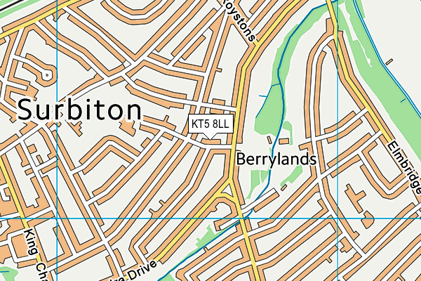 KT5 8LL map - OS VectorMap District (Ordnance Survey)
