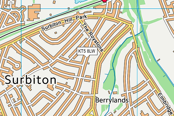 KT5 8LW map - OS VectorMap District (Ordnance Survey)