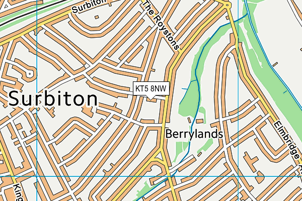 KT5 8NW map - OS VectorMap District (Ordnance Survey)