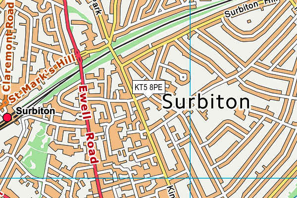KT5 8PE map - OS VectorMap District (Ordnance Survey)