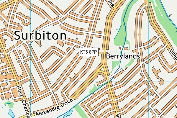 KT5 8PP map - OS VectorMap District (Ordnance Survey)