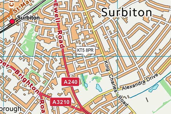 KT5 8PR map - OS VectorMap District (Ordnance Survey)