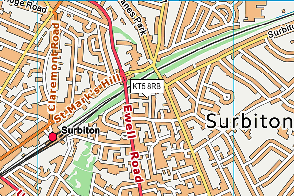 KT5 8RB map - OS VectorMap District (Ordnance Survey)