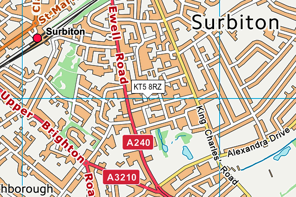 KT5 8RZ map - OS VectorMap District (Ordnance Survey)