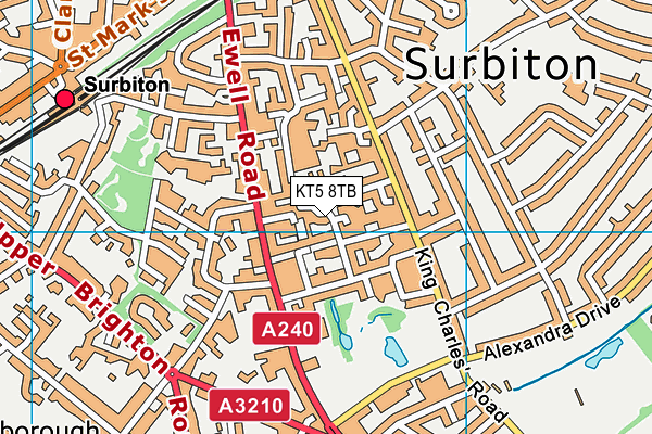 KT5 8TB map - OS VectorMap District (Ordnance Survey)