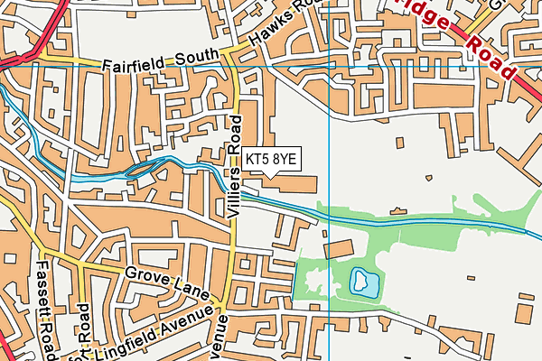 KT5 8YE map - OS VectorMap District (Ordnance Survey)