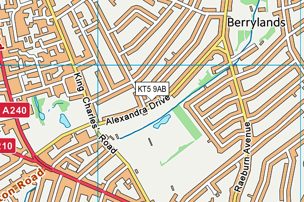 KT5 9AB map - OS VectorMap District (Ordnance Survey)