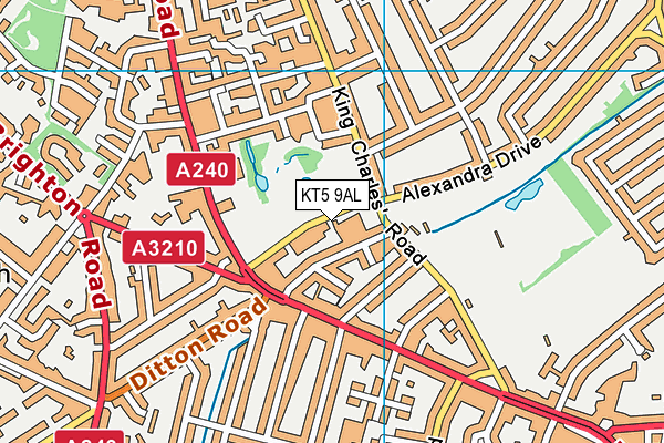 KT5 9AL map - OS VectorMap District (Ordnance Survey)