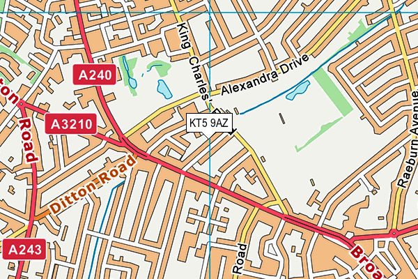KT5 9AZ map - OS VectorMap District (Ordnance Survey)