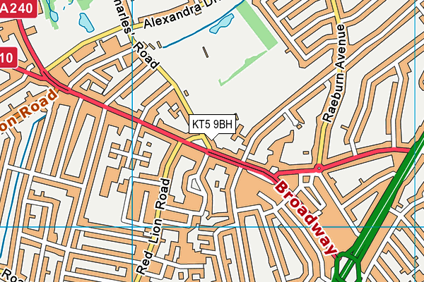 KT5 9BH map - OS VectorMap District (Ordnance Survey)