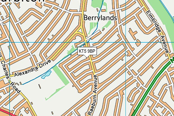 KT5 9BP map - OS VectorMap District (Ordnance Survey)