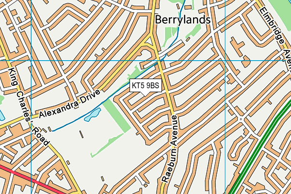 KT5 9BS map - OS VectorMap District (Ordnance Survey)