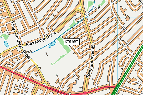 KT5 9BT map - OS VectorMap District (Ordnance Survey)