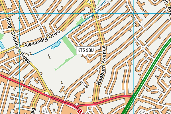 KT5 9BU map - OS VectorMap District (Ordnance Survey)