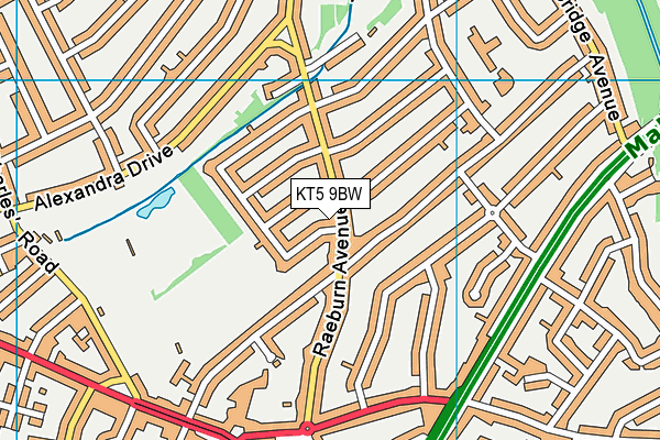 KT5 9BW map - OS VectorMap District (Ordnance Survey)