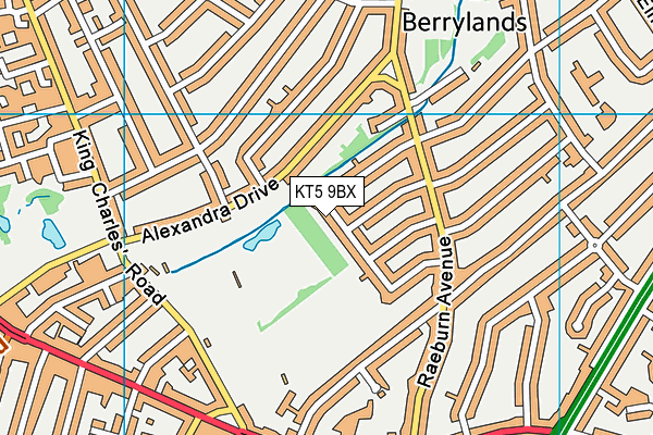 KT5 9BX map - OS VectorMap District (Ordnance Survey)