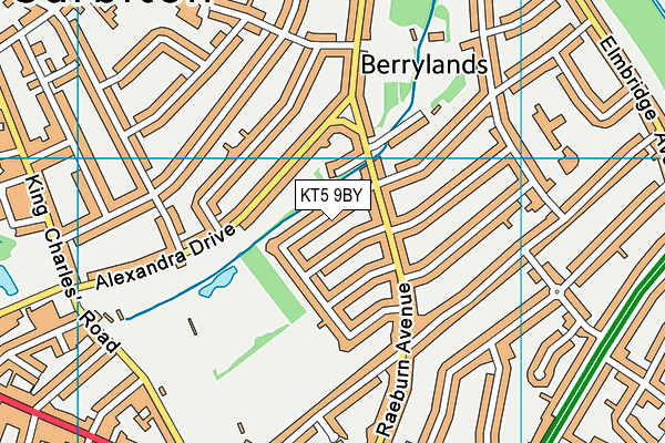 KT5 9BY map - OS VectorMap District (Ordnance Survey)