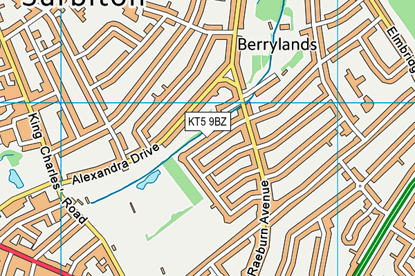 KT5 9BZ map - OS VectorMap District (Ordnance Survey)