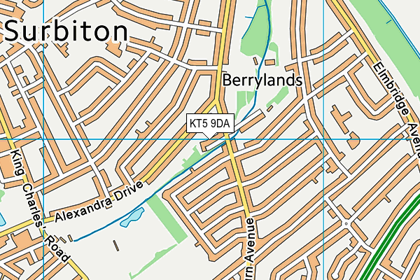 KT5 9DA map - OS VectorMap District (Ordnance Survey)