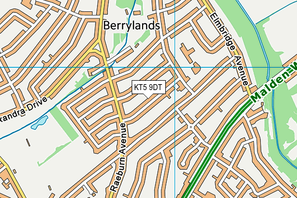 KT5 9DT map - OS VectorMap District (Ordnance Survey)