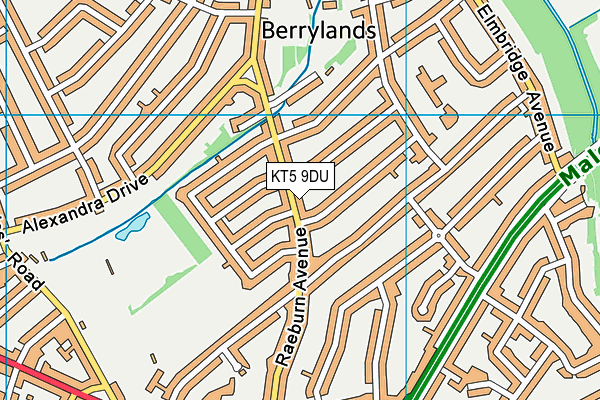 KT5 9DU map - OS VectorMap District (Ordnance Survey)