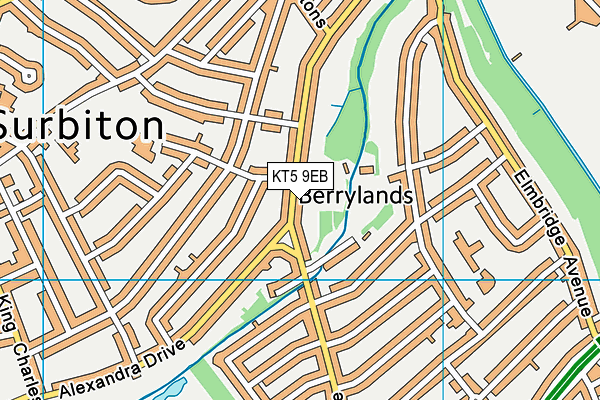 KT5 9EB map - OS VectorMap District (Ordnance Survey)