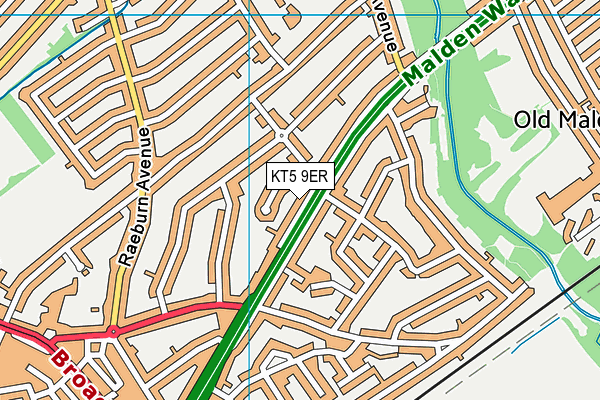 KT5 9ER map - OS VectorMap District (Ordnance Survey)