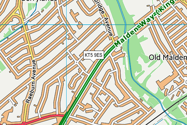 KT5 9ES map - OS VectorMap District (Ordnance Survey)